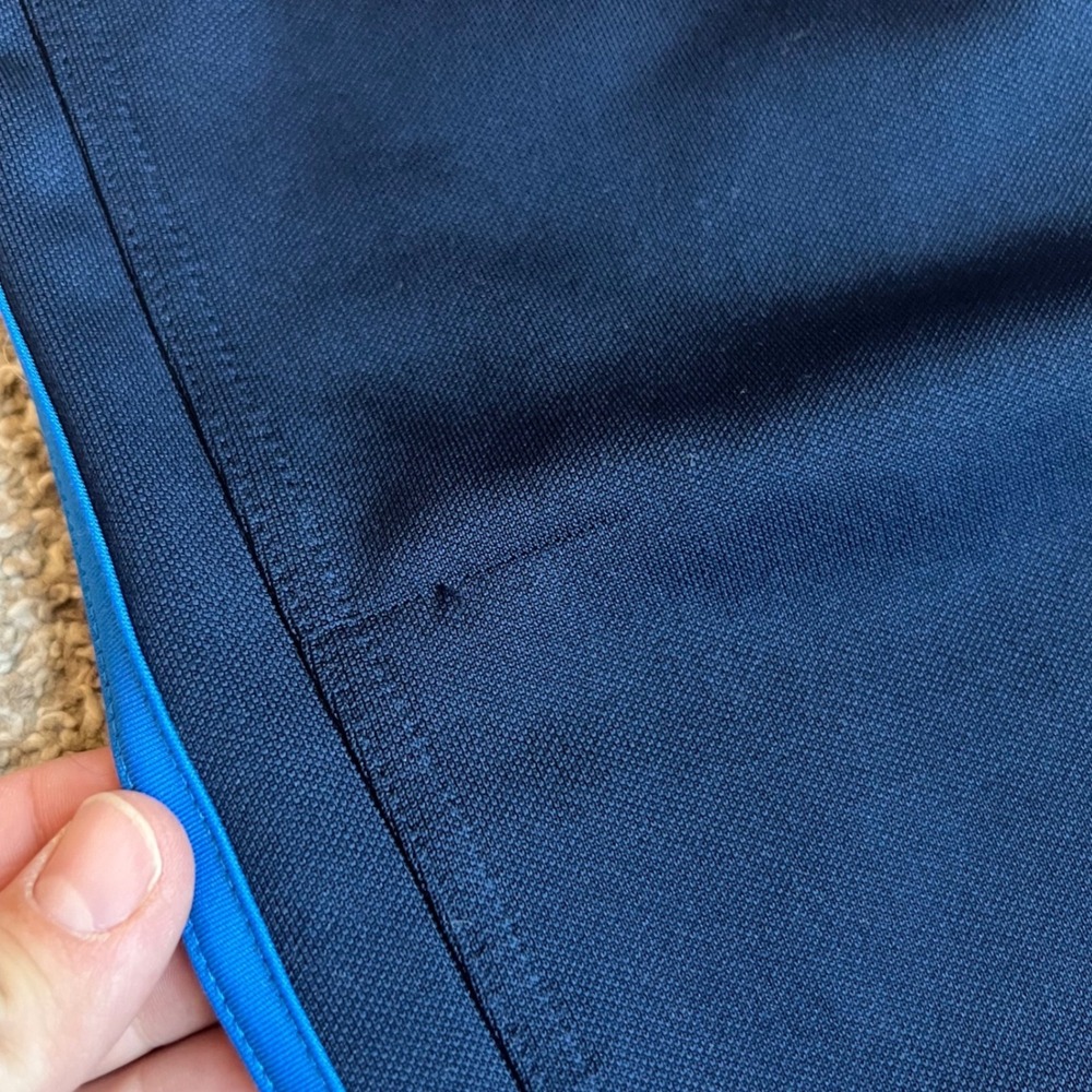 Adidas Mens Navy Blue Track Pants Three Stripe Athletic Trousers Large - Picture 8 of 11